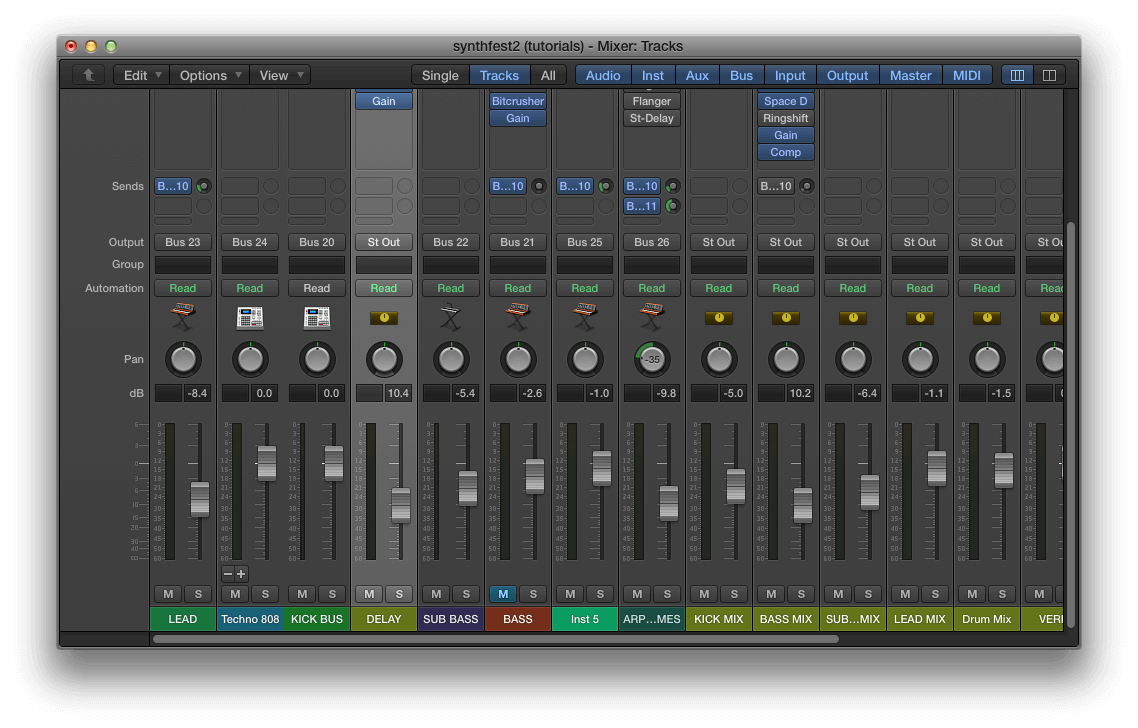 How to Rearrange Aux Tracks in Logic Pro X